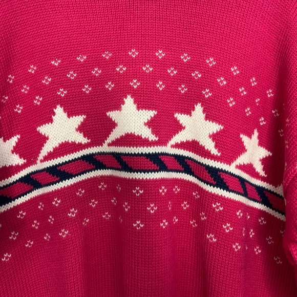 Vintage 100% Wool Pink Star Crewneck Sweater L Made in 🇨🇦 - Picture 8 of 14